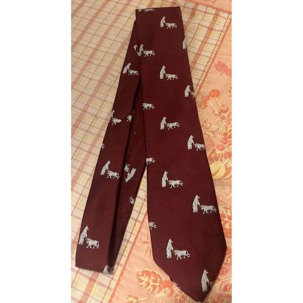Vtg NYSE New York Stock Exchange Tie Burgundy Red Bears Bulls Polyester‎ Cool!
